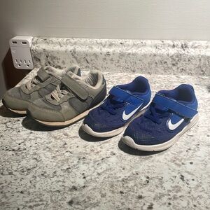 Boys Toddler Sneakers- Size 8- Blue Nike, Grey Cat & Jack
